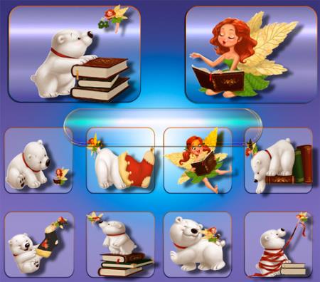 Картинки Png клипарты без фона - Белый медведь и фея